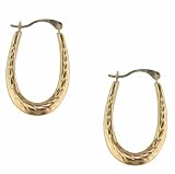 9ct Yellow Gold Oval Rope Creole Earrings
