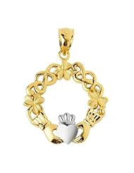 14k Two-Tone Gold Claddagh Pendant