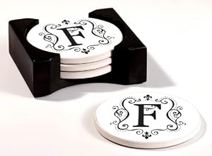 Round Monogram Coaster - F
