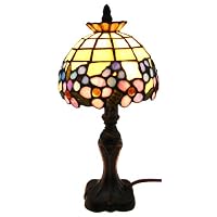 Stained Glass Mini Accent Lamp Light - Blue Flowers
