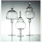 Long Stem 3pc Glass Apothecary Jar Container Set