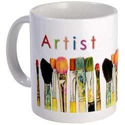 ARTIST - an Original Art by Tracey Print of Paint Brushes on an 11oz Ceramic Coffee Cup Mug Artwork by Tracey