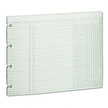 Wilson Jones Green Columnar Sheets, Single Page Format, 3 Columns, 30 Lines Per Page, 11-7/8" X 9-1/4", 100/Pack, WG10-3A