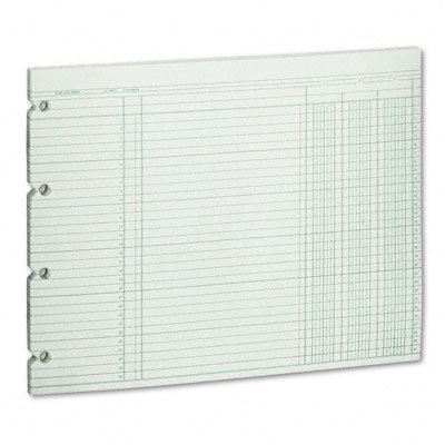 Wilson Jones Green Columnar Sheets, Single Page Format, 3