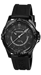 Wenger Men's 77074 Squadron GMT All-Black Rubber Strap Watch