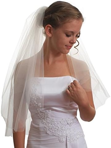 SparklyCrystal Women's Bridal Wedding Veil 2 T Cut Edge Elbow Length VE8B2
