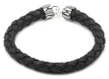 Sterling Silver Braided Leather Fiero Collection Bracelet by Catherine M. Zadeh, 8.5