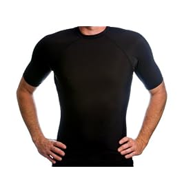 Beach Depot UPF 50+ Men's Short Sleeve Rash Guard Shirt - Black Large
