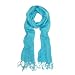 Elegant Solid Color Fringe Scarf - Different Colors Available, Blue
