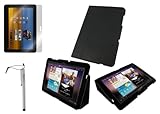 rooCASE 3n1 Ultra Slim (Black) Leather Case Cover Cover / Capacitive Stylus / Anti-Glare Screen Protector for Samsung GALAXY Tab 10.1 Wi-Fi (NOT Compatible with Verizon 4G LTE)