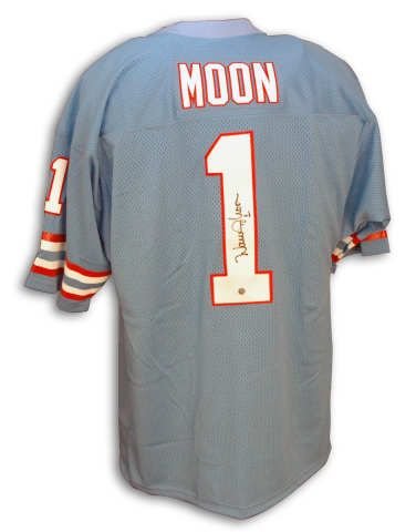 Autographed Warren Moon Houston Oilers Throwback Baby Blue Jersey