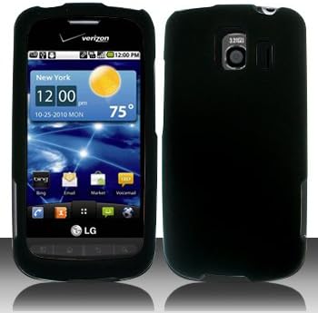 Black Hard Plastic Rubberized Case Cover for LG VS660 Vortex