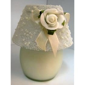 100% Soy Wax Vanilla lamp- flower ribbon with pearl scented candle