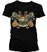 Eagle and Roses Juniors Tattoo T-shirt, Old School Tattoo Style Design Juniors Tee, Large, Black