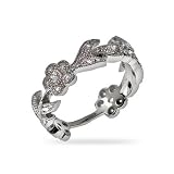 Eve's Addiction Flowering CZ Vine Sterling Silver Ring