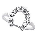 14K White Gold Horseshoe Diamond Ring - 0.22 Ct.