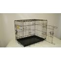 24" black two door fold flat dog cage EC24