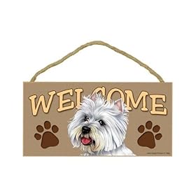  West Highland White Terrier/Westie Wood Welcome Door Sign 5x10