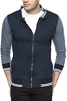 Campus Sutra Navy Blue Mens Varsity Sweatshirt with Pocket