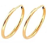 14k Gold Endless Hoop Earrings 1 x 16 mm
