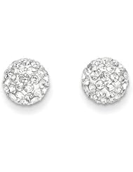MadiK® 14k White Gold 8mm Clear Crystals Round Post Stud Earrings