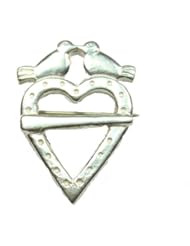 Sterling Silver Heart with Two Doves Brooch