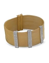 6.75" 14 Karat Gold Plated Mesh Bracelet with CZs