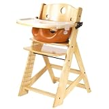 Keekaroo Height Right High Chair with Infant Insert and Tray, Natural with Pumpkin