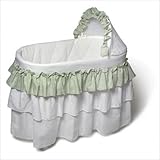 Bassinet and White Full Length Skirt with Sage Gingham Trim