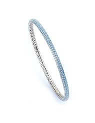 Sterling Silver Cubic Zirconium Silver with Light Blue Bangle