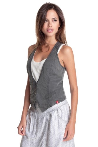 edc by ESPRIT Damen Weste, 042CC1H003, Gr. 34 (XS), Grau (cool grey 048) Preisvergleich