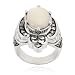 Sterling Silver Marcasite and Oval Mother-Of-Pearl Cocktail Ring, Size 7