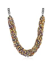 Alexander James Hematite Bonded to a Lead Free Alloy Base Metal 20 Inch Multi-color Acrylic Bead Twisting Necklace in Black Tone 16 inch L x 40 (mm) W x 8 (mm) H
