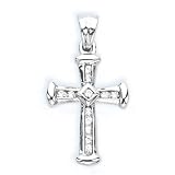 10K White Gold 1/4 ct. Diamond Cross Pendant with Chain