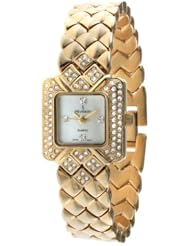 Peugeot Womens 768G Gold-Tone Swarovski Crystal Accented Bracelet Watch