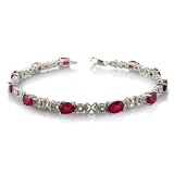 7 1/2 Carat Ruby and Diamond Bracelet in Sterling Silver 7 inches