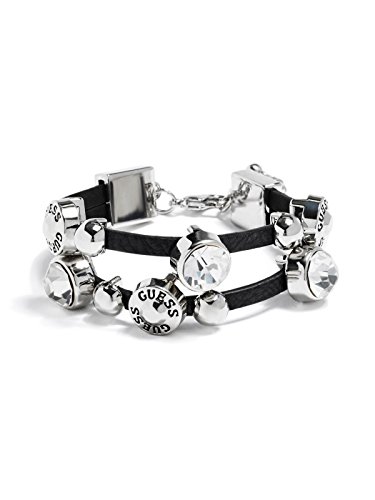 GUESS Women's Silver-Tone and Faux-Leather Friendship Bracelet