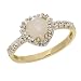 10k Yellow Gold Heart Shaped Opal and Diamond Ring, Size 6