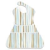 Bumkins Waterproof SuperSized SuperBib - Blue/Chocolate Stripes