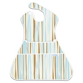 Bumkins Waterproof SuperSized SuperBib - Blue/Chocolate Stripes