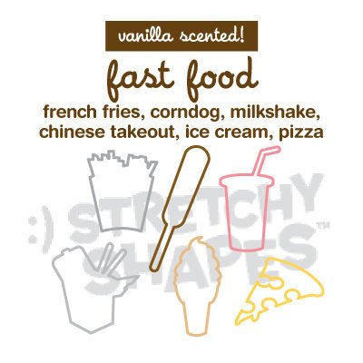 Stretchy Shapes Silly Bands, Animal Bands 24 Band Pack, Fast Food French Fries, Corndog, Milkshake, Chinese Takeout, Ice Cream, Pizza, Vanilla Scented, Voted Best-Smelling Scented Pack on the Market