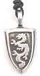 King Dragon Crest Shield Pewter Pendant Necklace