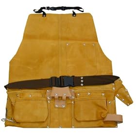 Click here to buy 11-POCKET LEATHER 25''x21'' TOOL APRON by Hawk.