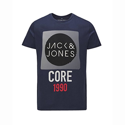 Jack & Jones Mens Mix Short-Sleeved Crew Neck T-Shirt Blue Size M