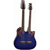 Ovation CSE225 Celebrity Double Deluxe Double Neck Acoustic-Electric Guitar - Blue Transparent