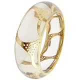Clear Acrylic with Gold Curve and Dots Pattern Bangle