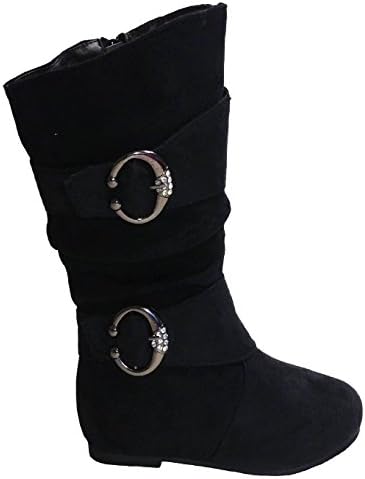 New Girls Slouch Comf Tall Midcalf Suede Winter Boots Shoes