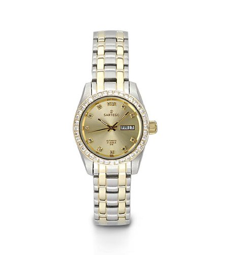 Ladies Two Tone Sartego Classic Crystal Gold Tone Watch
