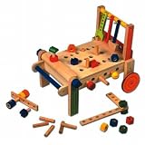 Review Big Jigs  / Children's 2 in 1 Wooden Carpenters Cart with Accessories Ages 18 mths + - Wooden Toy