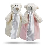 The Friendly Pacifier - Girl Plush animals with security blankets and detachable pacifiers